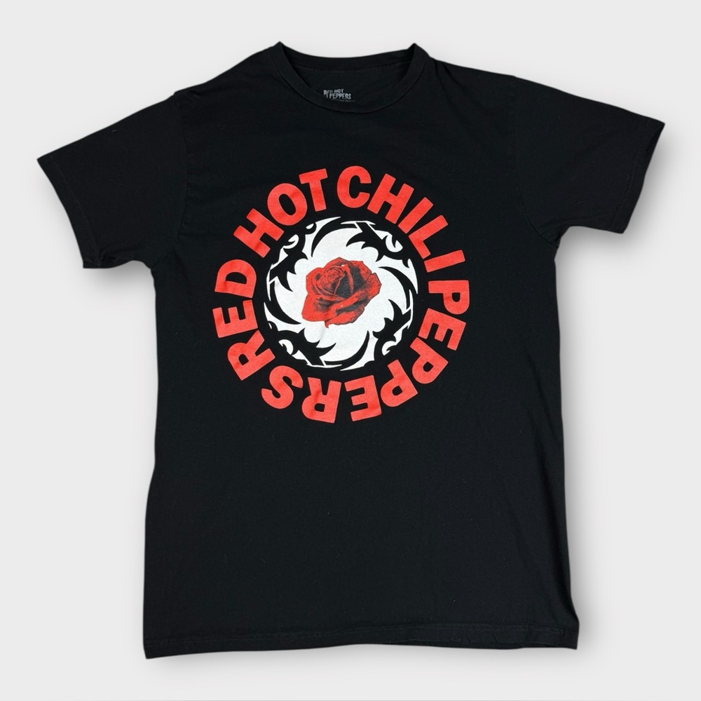 Red Hot Chili Peppers Shirt Mens Medium Black Rose Graphic Band Tee 2023